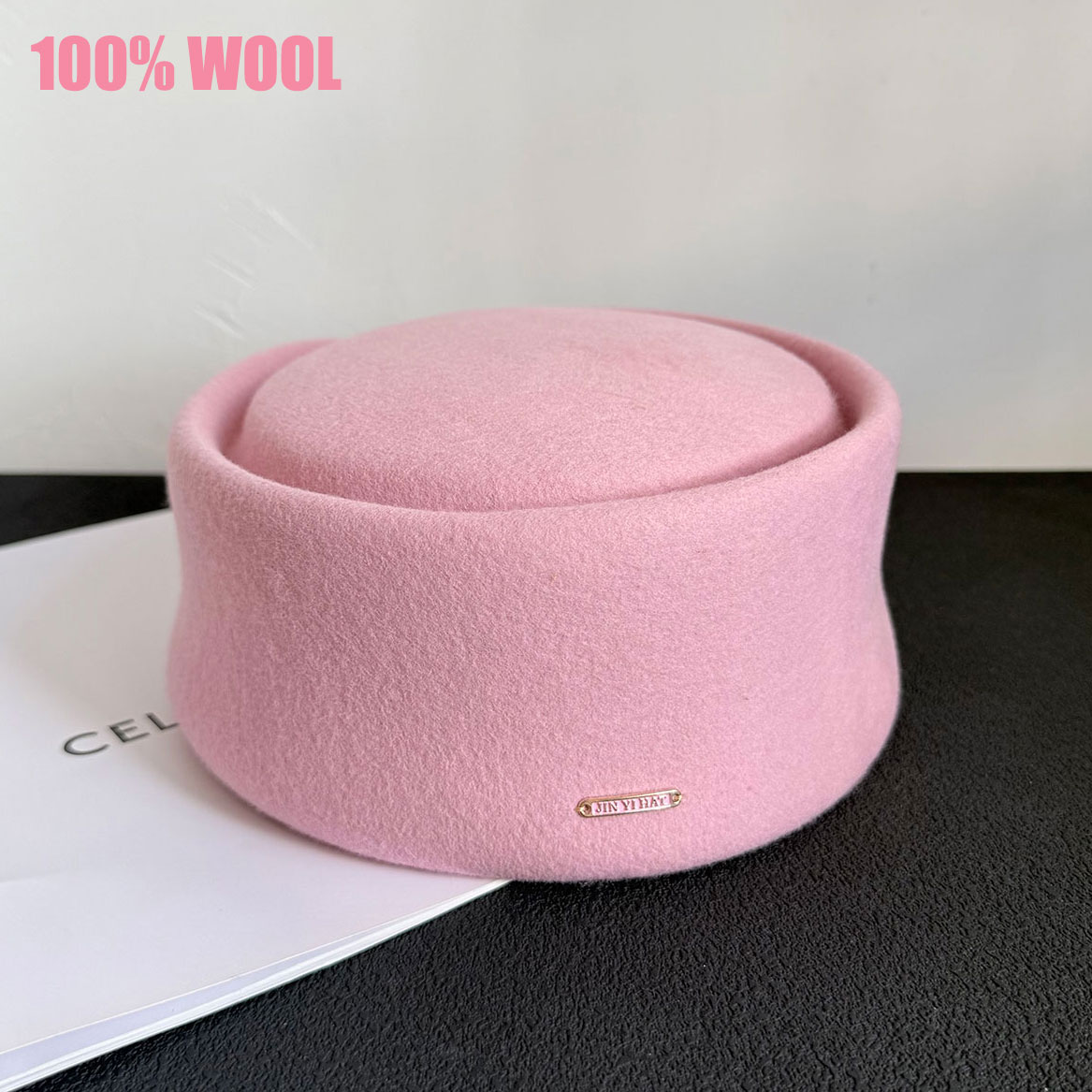 Fall Winter New 100% Pink Blac - Beret French Wool recension och pris