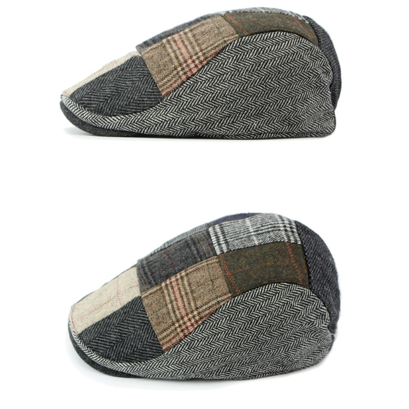 1pc Men Patchwork Tweed Flat C - Newsboy Cap Ivy recension och pris