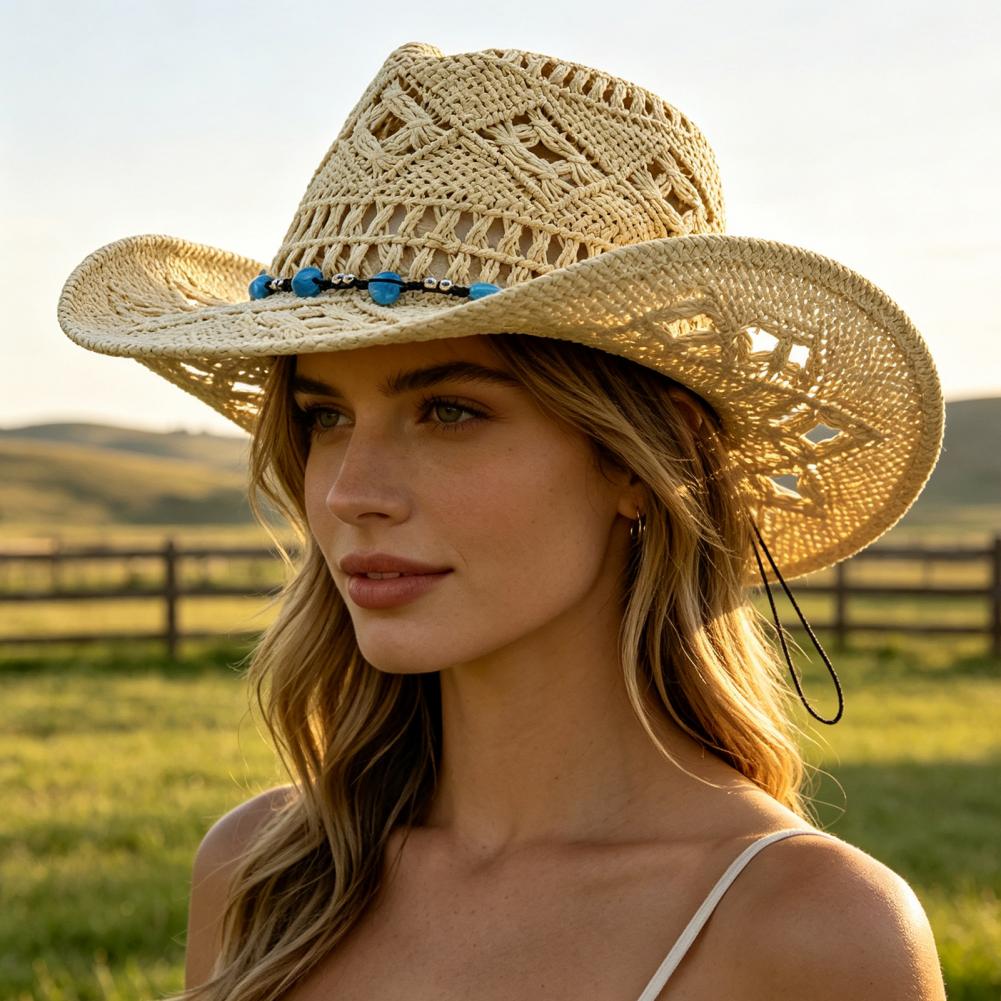Wide Brim Cowboy Hat Comfortab - Cowboy Hat Straw recension och pris